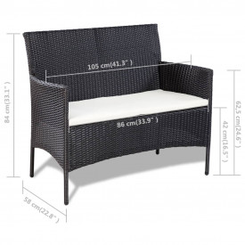 Set mobilier grădină, 7 piese, poliratan, negru și alb crem - Img 9