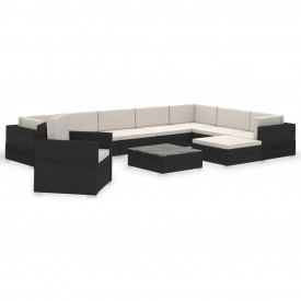 Set mobilier grădină din poliratan 35 buc. Negru - Img 2