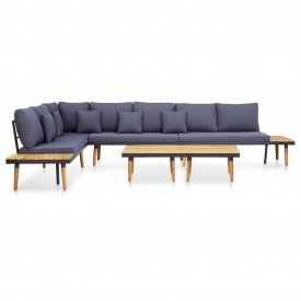 Set mobilier grădină perne 5 piese maro lemn masiv acacia