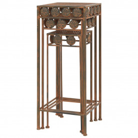 Set suport plante, 3 buc., ruginiu, metal, stil vintage - Img 7