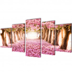 Set tablouri de pânză cireși în floare 200 x 100 cm - Img 1