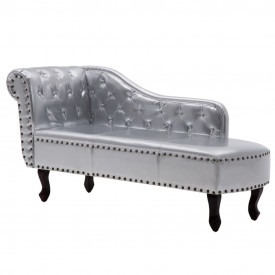 Șezlong Chesterfield, Argintiu - Img 2