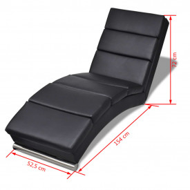 Șezlong, piele artificială, negru - Img 5