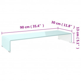 Stativ TV/monitor din sticlă albă, 90 x 30 x 13 cm - Img 6