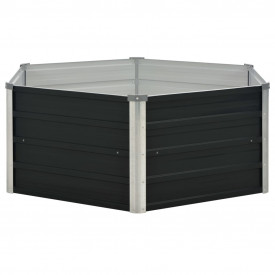 Strat înălțat de grădină antracit 129x129x45 cm oțel galvanizat - Img 3