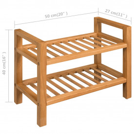 Suport de pantofi cu 2 rafturi, stejar masiv, 49,5 x 27 x 40 - Img 5