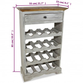 Suport sticle de vin, lemn masiv reciclat, 55 x 23 x 85 cm - Img 4