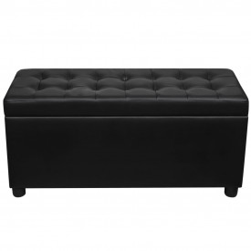 Taburet de depozitare, piele artificială, negru - Img 4