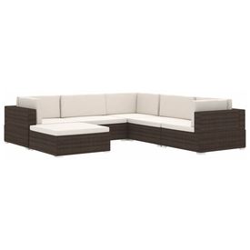 Taburet modular, 1 buc., gri, poliratan, cu pernă - Img 2