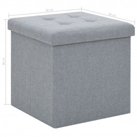Taburete depozitare pliabile, 2 buc., gri, 38x38x38 cm, textil - Img 9