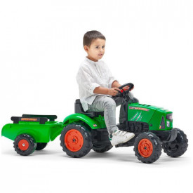 Tractor Falk pentru copii, cu pedale si remorca, verde - Img 2
