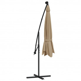Umbrelă de consolă cu LED și stâlp de metal, gri taupe, 350 cm - Img 8