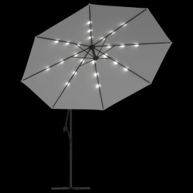 Umbrelă de consolă cu LED și stâlp de metal, nisipiu, 350 cm - Img 6