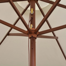 Umbrelă de soare cu stâlp de lemn 270 x 270 cm, alb crem - Img 5
