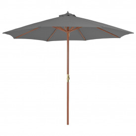 Umbrelă de soare de exterior, stâlp din lemn, 300 cm, antracit