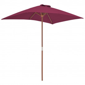 Umbrelă de soare de exterior, stâlp lemn, 150x200 cm roșu bordo - Img 4