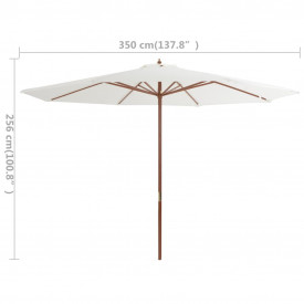 Umbrelă de soare exterior, stâlp din lemn, alb nisipiu, 350 cm - Img 4