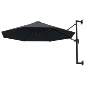 Umbrelă soare, montaj pe perete, stâlp metal, 300 cm, antracit - Img 3