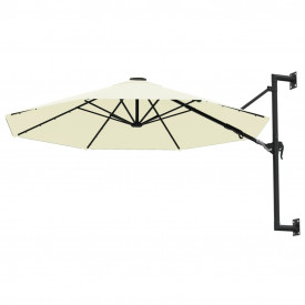 Umbrelă soare, montaj pe perete, stâlp metalic, 300 cm, nisipiu - Img 3