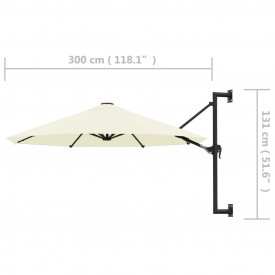Umbrelă soare, montaj pe perete, stâlp metalic, 300 cm, nisipiu - Img 8