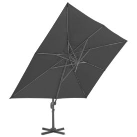 Umbrelă suspendată cu stâlp din aluminiu, antracit, 400x300 cm - Img 3