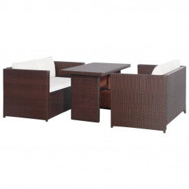 vidaXL 11 piese Set mobilier de grădină, maro, poliratan