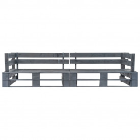 vidaXL 2 piese Set mobilier grădină, paleți, perne gri, lemn pin FSC - Img 4