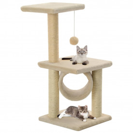 vidaXL Ansamblu pentru pisici, stâlpi cu funie de sisal, 65 cm, bej