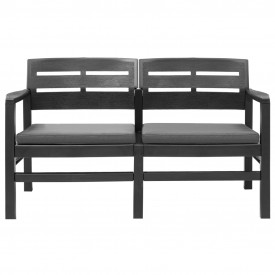 vidaXL Bancă de grădină cu 2 locuri, perne, antracit, 133 cm, plastic - Img 2