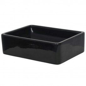 vidaXL Bazin chiuvetă ceramic, dreptunghiular, negru, 41 x 30 x 12 cm - Img 4