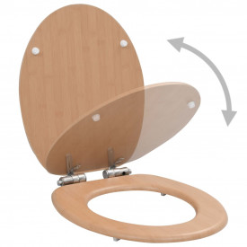 vidaXL Capac WC cu închidere silențioasă, MDF, design bambus - Img 2