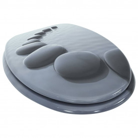 vidaXL Capac WC cu închidere silențioasă, MDF, design pietre - Img 3