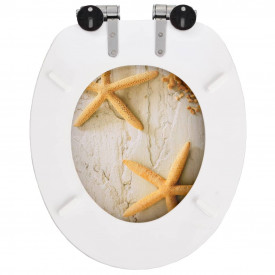 vidaXL Capac WC cu închidere silențioasă, MDF, design stea de mare - Img 5