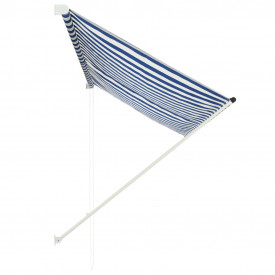 vidaXL Copertină retractabilă, albastru și alb, 250 x 150 cm - Img 3