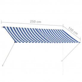 vidaXL Copertină retractabilă, albastru și alb, 250 x 150 cm - Img 8