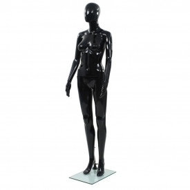 vidaXL Corp manechin feminin, suport din sticlă, Negru lucios 175 cm