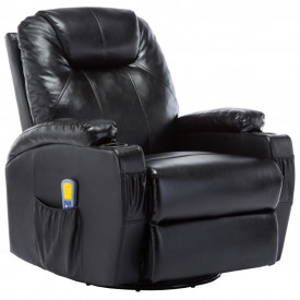vidaXL Fotoliu electric rabatabil de masaj, piele artificială, negru - Img 2