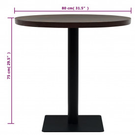 vidaXL Masă bistro, MDF și oțel, rotundă, 80x75 cm, Cenușiu închis - Img 6