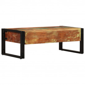 vidaXL Măsuță de cafea cu 3 sertare, lemn masiv reciclat, 100x50x35 cm - Img 4