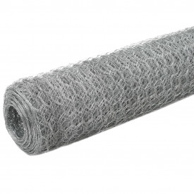 vidaXL Plasă de sârmă, argintiu, 25x1,5 m, oțel galvanizat, hexagonal - Img 2