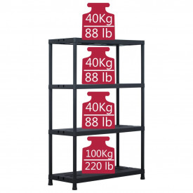 vidaXL Rafturi de depozitare 2 buc. negru 90x40x138 cm plastic 220 kg - Img 7