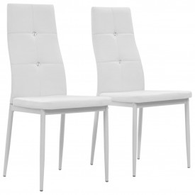 vidaXL Scaune bucătărie, 2 buc, piele artificială, 43x43,5x96 cm, alb