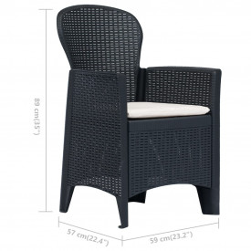 vidaXL Set mobilier bistro, 3 piese, antracit, plastic, aspect ratan - Img 11