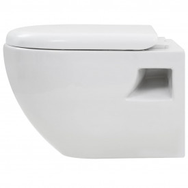 vidaXL Toaletă cu montare pe perete, ceramică, alb - Img 7