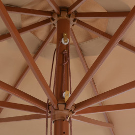 vidaXL Umbrelă de soare de exterior, stâlp din lemn, gri taupe, 350 cm - Img 3