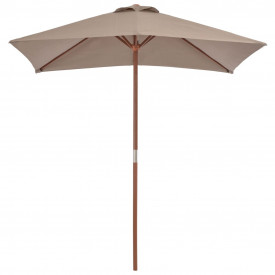 vidaXL Umbrelă de soare, exterior, stâlp lemn, 150x200 cm, gri taupe - Img 2