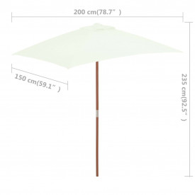 vidaXL Umbrelă de soare, exterior, stâlp lemn, 150x200 cm, nisipiu - Img 8