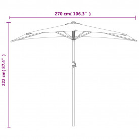 vidaXL Umbrelă de soare, semicerc, tijă aluminiu, 270x135 cm, nisipiu - Img 9