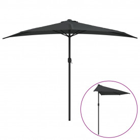 vidaXL Umbrelă de soare semicerc tijă aluminiu antracit 300x150 cm - Img 2