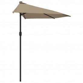vidaXL Umbrelă de soare semicerc tijă aluminiu gri taupe 300x150 cm - Img 4